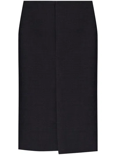 Gucci Wool-blend Tweed Midi Skirt In Black