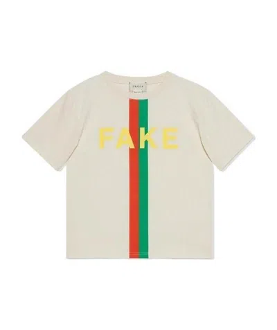 Gucci Slogan-print Cotton T-shirt In White