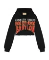 Gucci Slogan-print Cropped Hoodie In Black