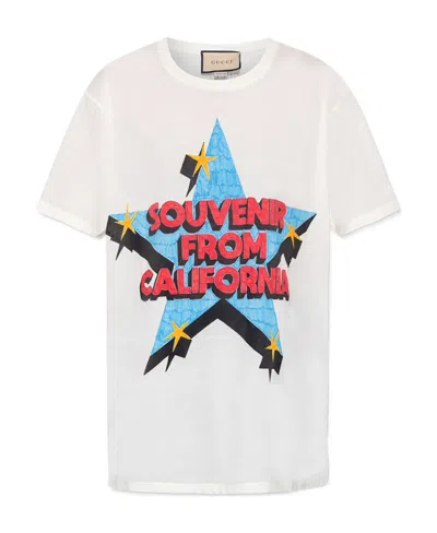 Gucci Slogan Star Print T-shirt In White