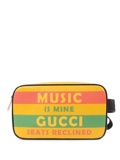 Pre-owned Gucci Slogan-print Belt Bag In Yellow