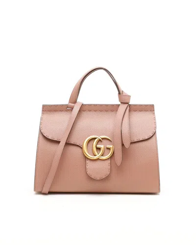 Gucci Smal Gg Marmont Top Handle Bag In Pink