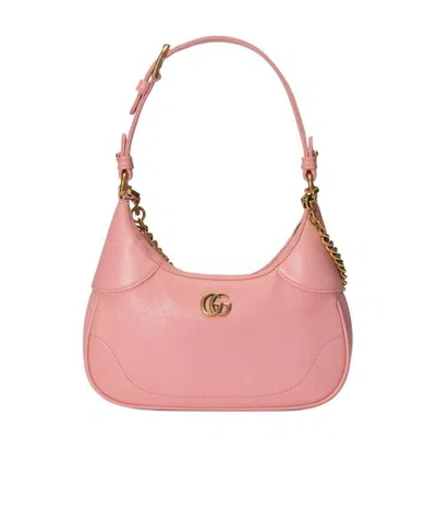 Gucci Logo Plaque Small Aphrodite Shoulder Bag In Pink