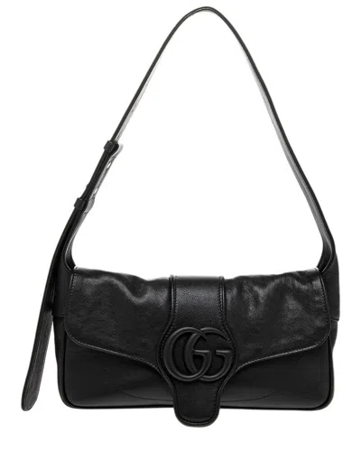 Gucci Small Aphrodite Leather Shoulder Bag In Black