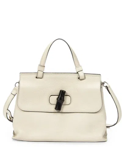 Pre-owned Gucci Small Bamboo Daily Tote Bag In Neutrals
