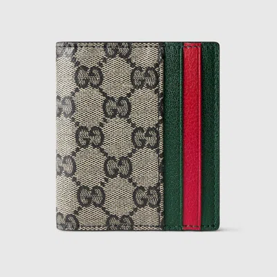 Gucci Small Bi-fold Wallet With Web Card Slots In Brown
