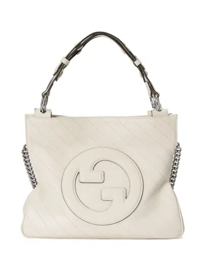 Gucci Interlocking G Leather Tote Bag In White