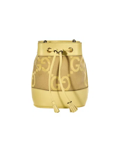 Gucci Small Bucket In Yellow Gg Jumbo In Brown