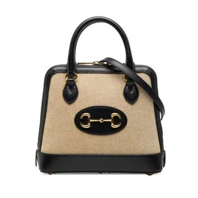 Pre-owned Gucci Small Canvas Horsebit 1955 Satchel In Black