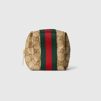 Gucci Small Cosmetic Case With Web In Sand