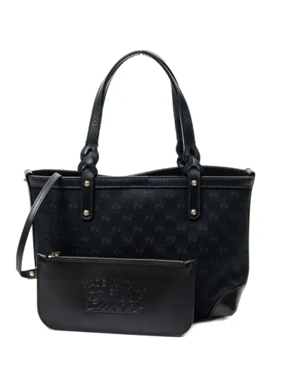 Pre-owned Gucci Small Craft Gg-monogram Tote Bag In Black