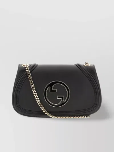 Gucci Small Curved Silhouette Shoulder Bag With Chain Strap In Black
