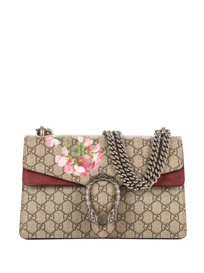 Pre-owned Gucci Small Dionysus Blooms Floral-print Shoulder Bag In Neutral