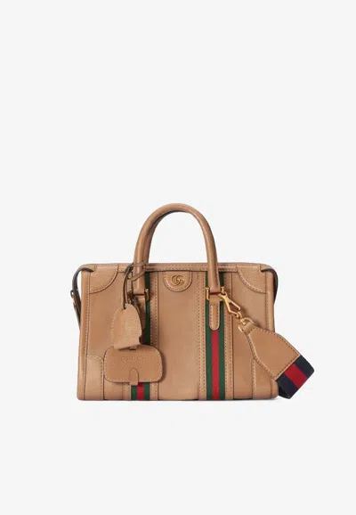 Gucci Small Double G Top-handle Bag In Brown