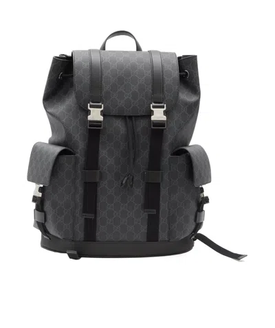 Gucci Monogram-pattern Print Backpack In Black