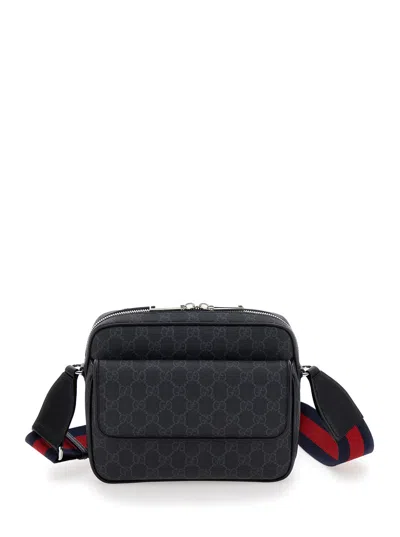 Gucci 'small Gg' Black Crossbody Bag In Gg Supreme Canvas Man In Multicolor