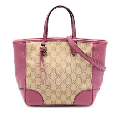 Pre-owned Gucci Small Gg Canvas Bree Satchel In White