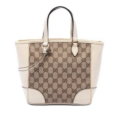 Pre-owned Gucci Small Gg Canvas Bree Satchel In White