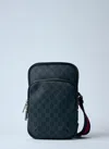 Gucci Gg Supreme Leather Crossbody Bag In Black