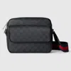 Gucci Black Gg Supreme Fabric Shoulder Bag Men In Black
