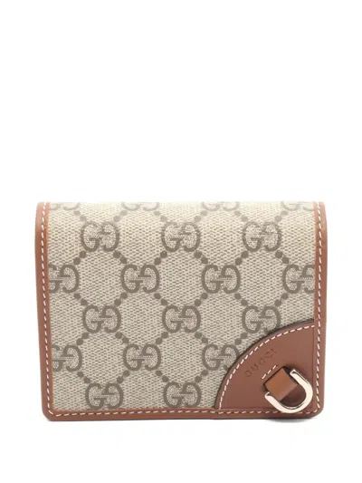 Pre-owned Gucci Small Gg Emblem Wallet In Neutral
