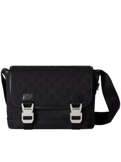 Gucci Small Gg Fabric Crossbody Bag In Black