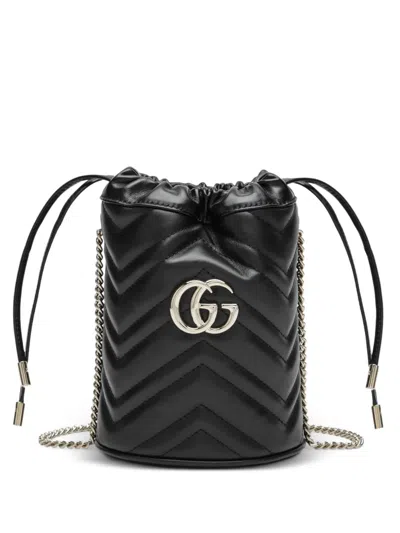 Gucci Small Gg Marmont Bucket Bag In Black