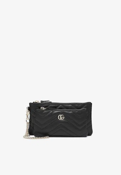 Gucci Small Gg Marmont Chain Clutch In Black