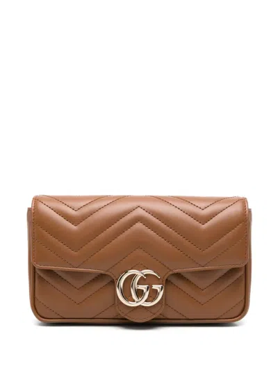Gucci Small Gg Marmont Clutch Bag In Brown