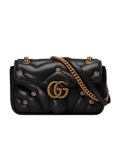 GUCCI GUCCI GG MARMONT LOGO PLAQUE SMALL SHOULDER BAG