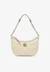 Gucci Small Gg Marmont Leather Shoulder Bag In White