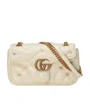 Gucci Small Gg Marmont Leather Shoulder Bag In White