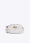 Gucci Sphinx White Matelasse Leather Marmont 2.0 Shoulder Bag In Gray