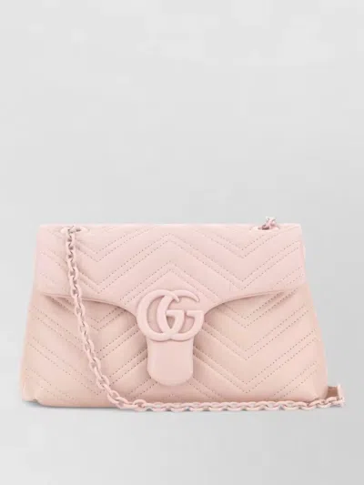 Gucci Small Gg Marmont Nappa Leather Shoulder Bag In Pink