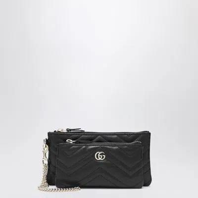 Gucci Small Gg Marmont Pouch With Chain In Black