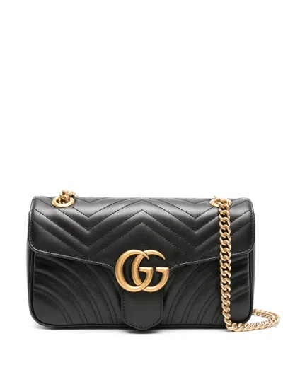 Gucci Small Gg Marmont Shoulder Bag In Black