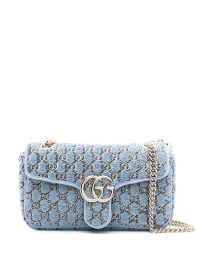 Gucci Small Gg Marmont Shoulder Bag In Blue