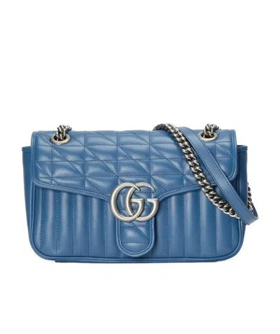 Gucci Small Gg Marmont Shoulder Bag In Blue