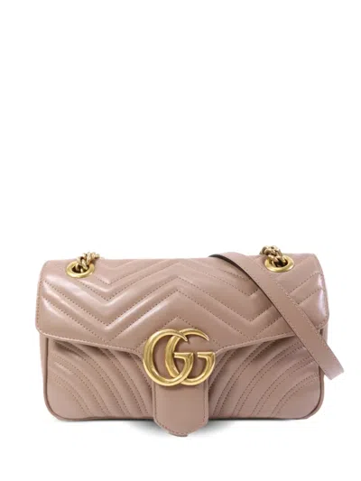 Pre-owned Gucci Small Gg Marmont Shoulder Bag In Neutral