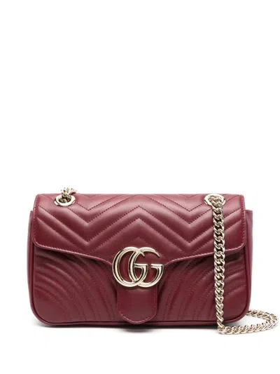 Gucci Small Gg Marmont Shoulder Bag In Red