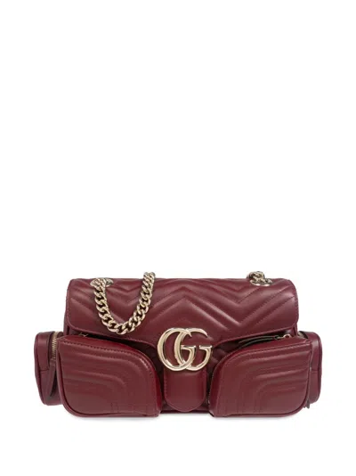 Gucci Small Gg Marmont Shoulder Bag In Rosso Ancora