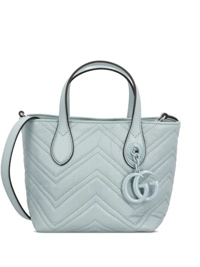 Gucci Gg Marmont Small Nappa Leather Handbag With Double G Hardware In Blue