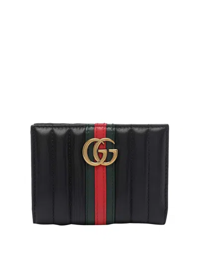 Gucci Small Gg Marmont Wallet In Black