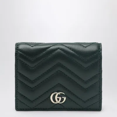 Gucci Small Gg Marmont Wallet In Green Women