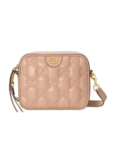 Gucci Small Gg Matelassé Shoulder Bag In Nude