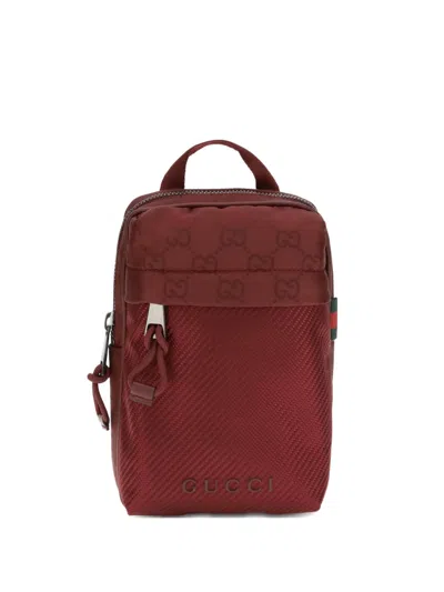 Gucci Small Gg Nylon Cross-body Bag In Red
