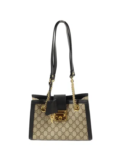Pre-owned Gucci Small Gg Padlock Chain Shoulder Bag In Neutral