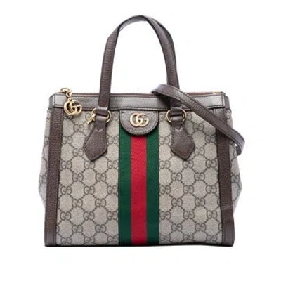Pre-owned Gucci Small Gg Supreme Ophidia Satchel In White