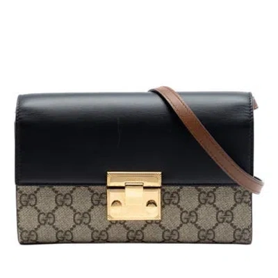 Pre-owned Gucci Small Gg Supreme Padlock Wallet On Strap In White
