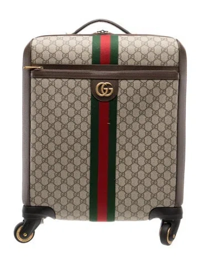 Pre-owned Gucci Small Gg Supreme Savoy Cabin Trolley In Brown